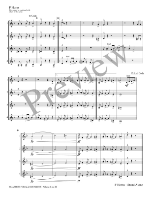Quartets for All Occasions, Volume 1 - Meeboer - F Horns (Stand Alone Version) - Book