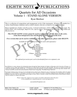 Quartets for All Occasions, Volume 1 - Meeboer - F Horns (Stand Alone Version) - Book
