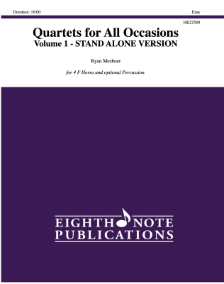 Eighth Note Publications - Quartets for All Occasions, Volume 1 - Meeboer - F Horns (Stand Alone Version) - Book