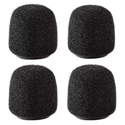 Shure - Snap-Fit Foam Windscreen for WL18xm Lavaliers - Black (4 Pack)