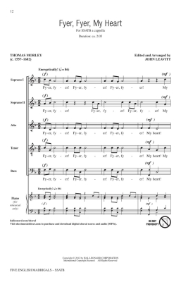 Five English Madrigals - Morley /Weelkes /Greaves /Leavitt - SSATB
