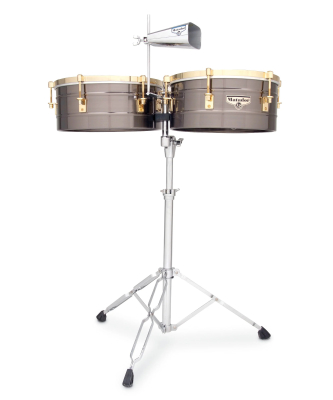 Latin Percussion - Matador 14 and 15 Timbales - Black Nickel with Gold