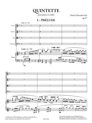 Piano Quintet, Op. 57 - Shostakovich - Piano Quintet - Score/Parts