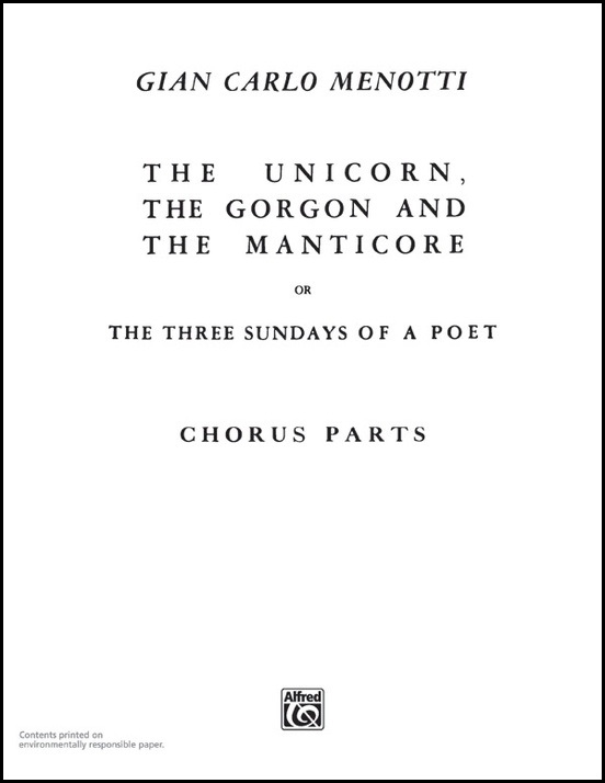 The Unicorn, the Gorgon and the Manticore (Three Sundays of a Poet) - Menotti - SATB Choral Score