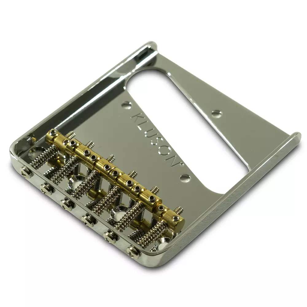 Steel Bridge for Fender Telecaster with 6 Brass Saddles - Chrome