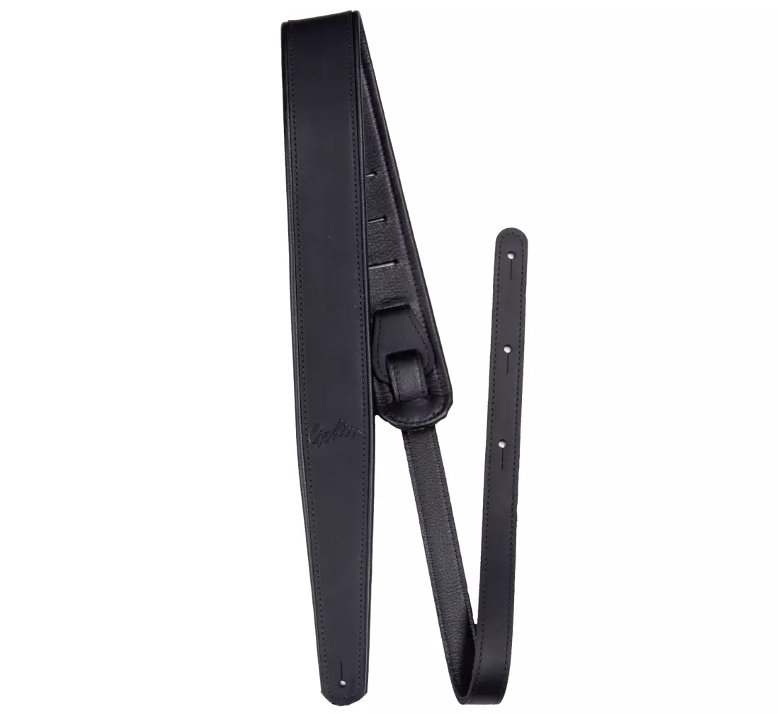 Black Leather Felt Padded Guitar Strap