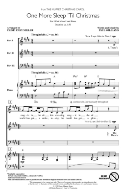 One More Sleep \'Til Christmas (from The Muppet Christmas Carol) - Williams/Miller - 3pt Mixed