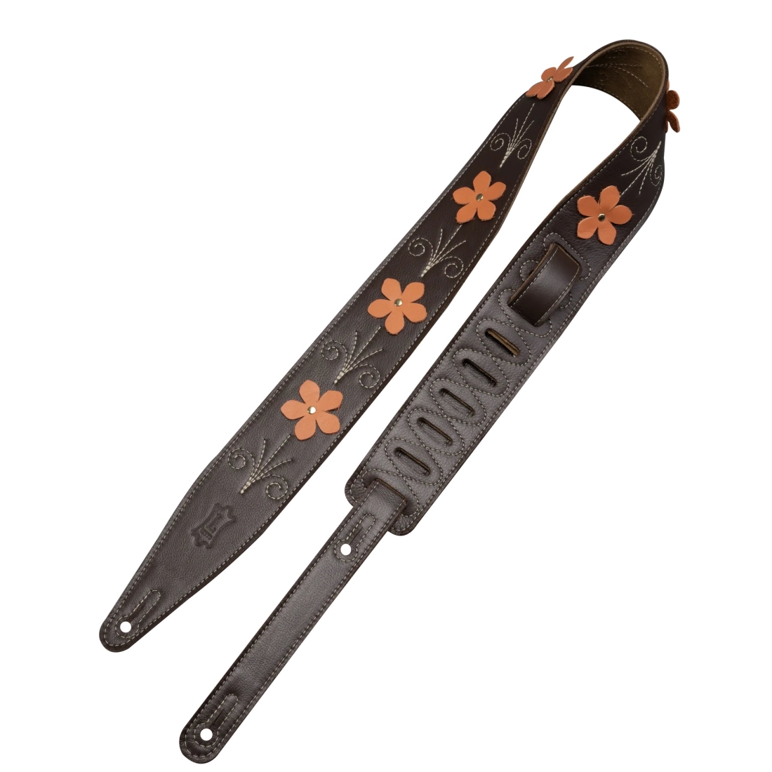 In Bloom Leather Guitar Strap - Brown