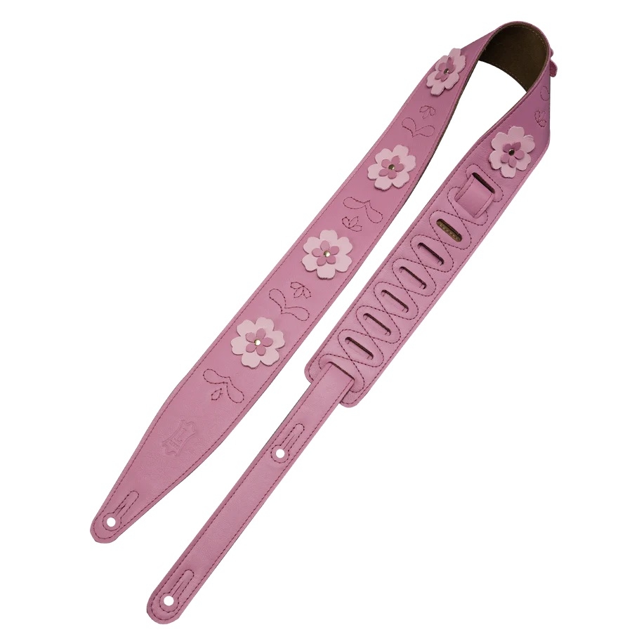 In Bloom Leather Guitar Strap - Pink