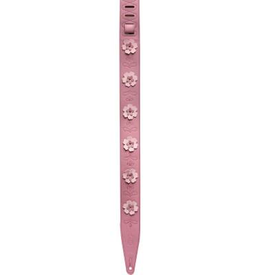 In Bloom Leather Guitar Strap - Pink