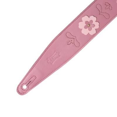In Bloom Leather Guitar Strap - Pink