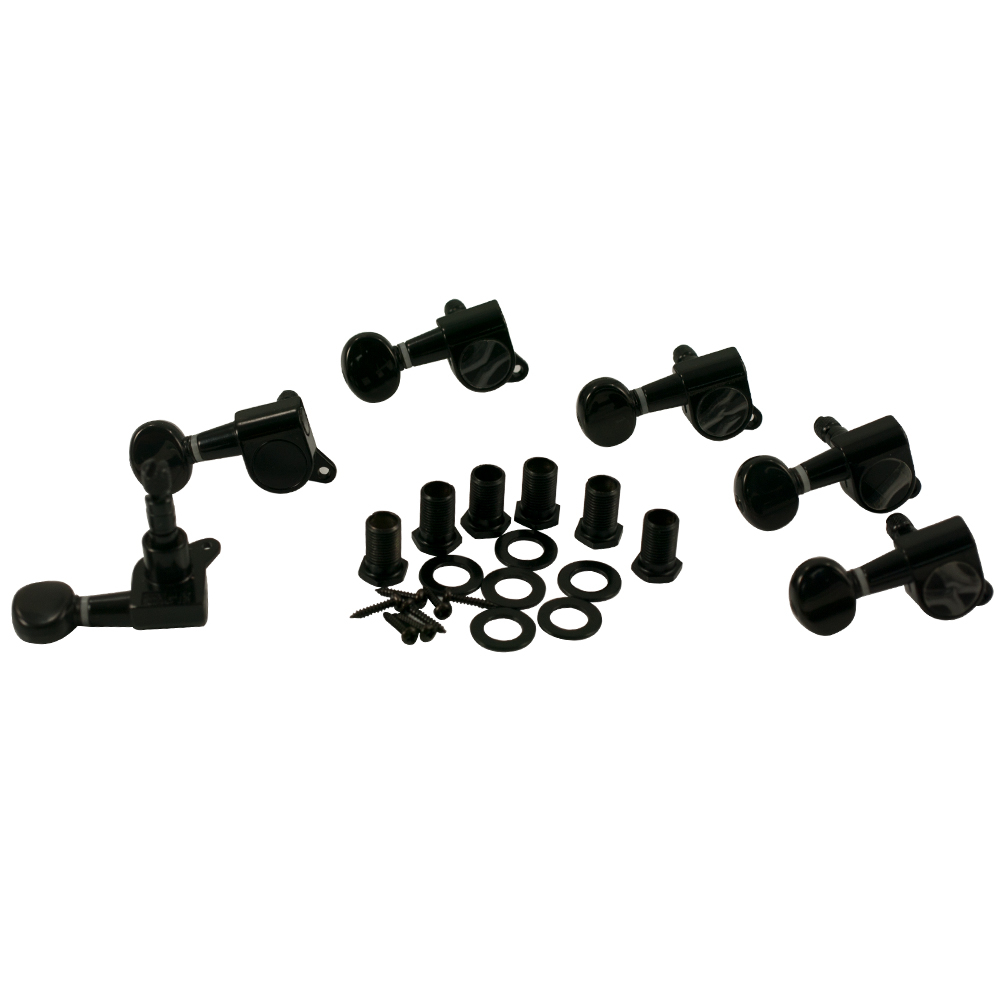 6 In Line Left Hand Locking Tuning Machines - Black