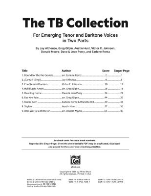 The TB Collection: For Emerging Tenor and Baritone Voices in Two Parts - TB - Book/Media Online