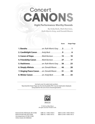 Concert Canons: Eight Performance-Worthy Rounds - Choral Voices/Piano - Book/Media Online