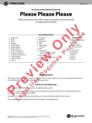 Please Please Please - Allen /Carpenter /Antonoff /Roszell - Concert Band - Gr. 2.5