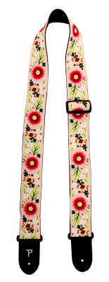 Perris Leathers Ltd - 2 Jacquard Guitar Strap - Pink Floral Garden