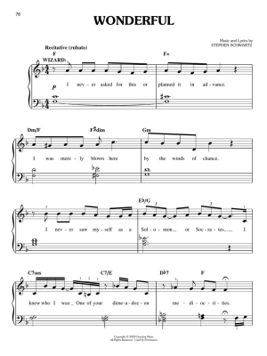 Wicked: A New Musical - Schwartz - Easy Piano/Lyrics - Book