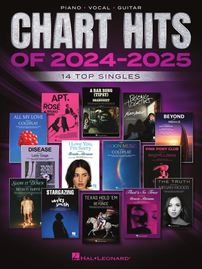Chart Hits of 2024-2025: 14 Top Singles - Piano/Vocal/Guitar - Book