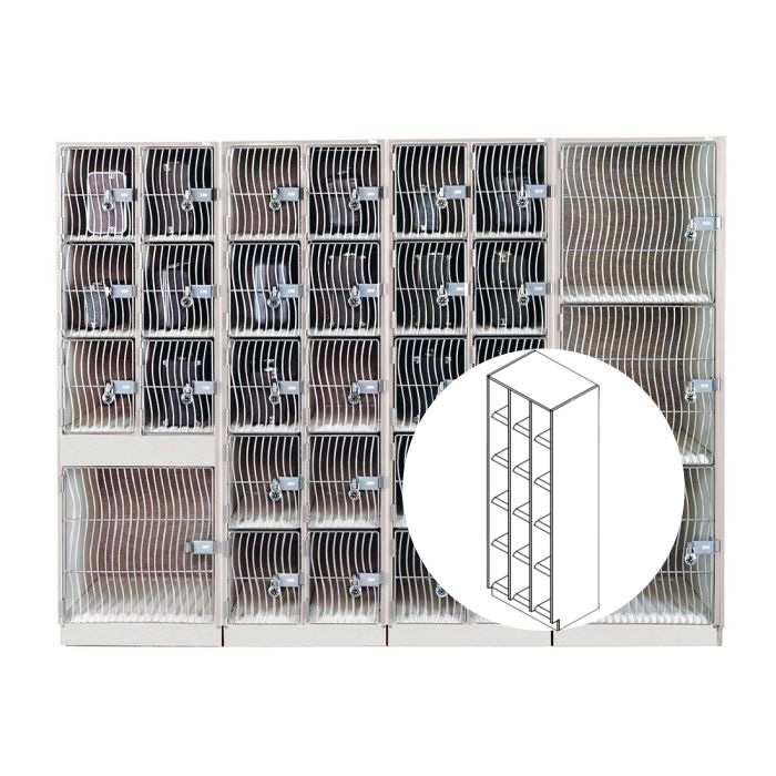 AcoustiCabinet with 15 Small Compartments and Waterfall Grille Door - Oyster