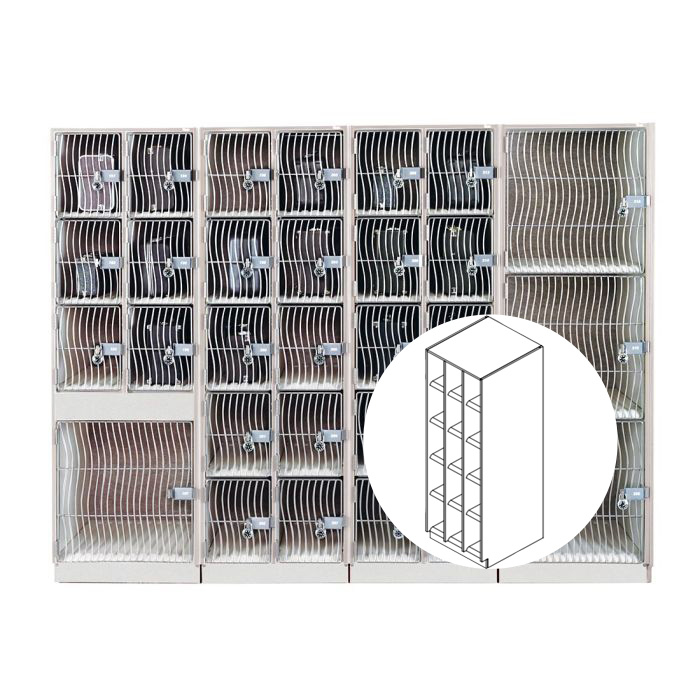 AcoustiCabinet with 15 Compartments and Waterfall Grille Door - Oyster