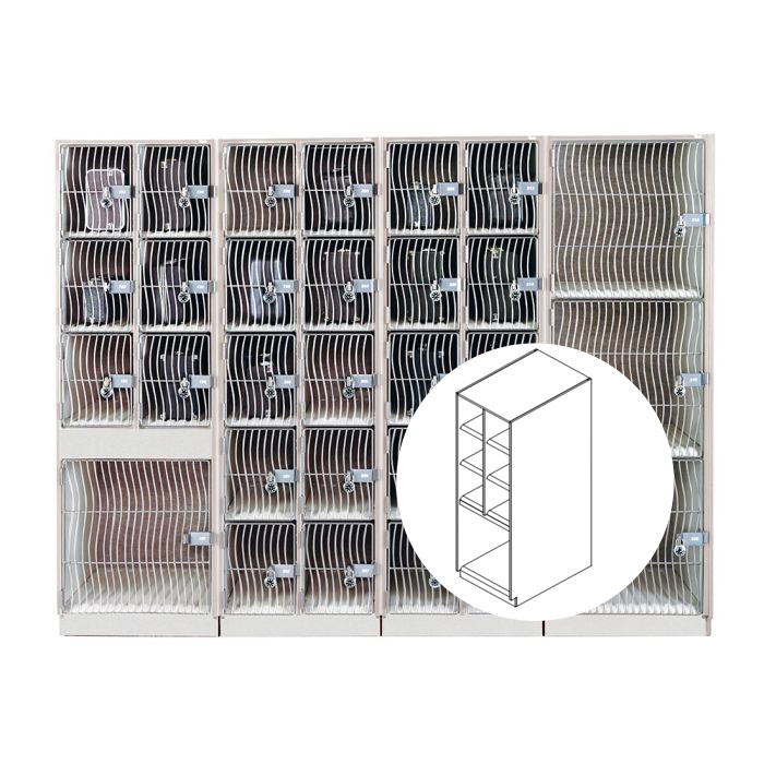 AcoustiCabinet with 6 Large Compartments, Bottom Compartment and Waterfall Grille Door - Oyster