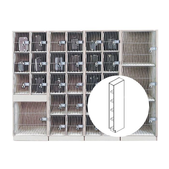 AcoustiCabinet with 5 Narrow Compartments and Waterfall Grille Door - Oyster