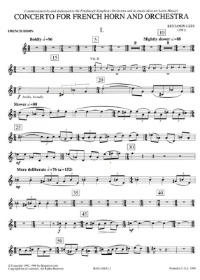 Concerto for Horn and Orchestra - Lees - Horn/Piano Reduction - Book