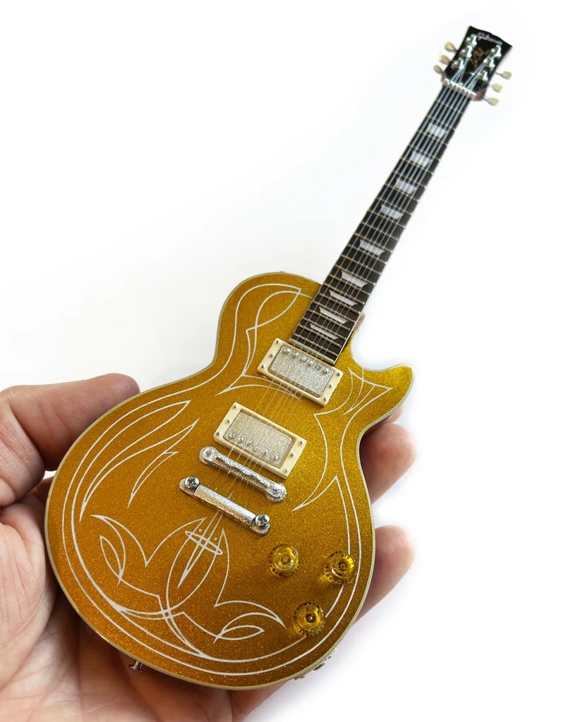 Billy F Gibbons \'\'Pinstripe\'\' Gibson Les Paul Goldtop Mini Guitar Replica