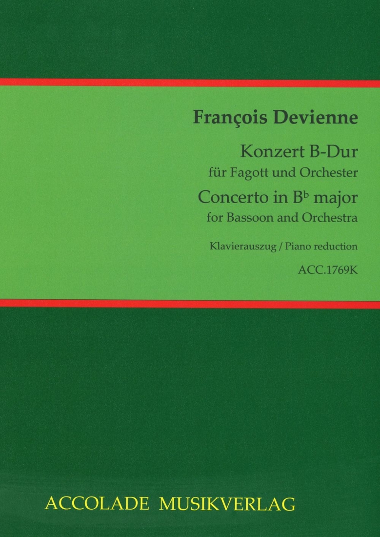 Concerto in B-flat Major - Devienne/Eichner  - Bassoon/Piano Reduction - Book