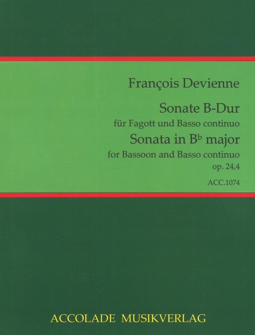 Sonata in B-flat Major, Op.24, No.4 - Devienne/Dahler - Bassoon/Basso Continuo - Book