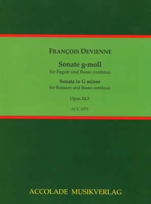 Accolade Musikverlag - Sonata in G Minor, Op.24, No.5  - Devienne/Dahler - Bassoon/Basso Continuo - Book