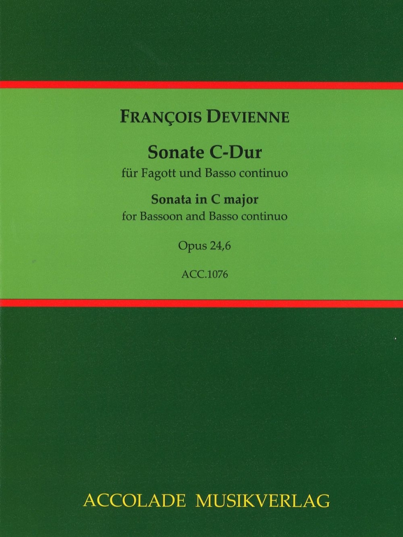 Sonata in C Major, Op.24, No.6 - Devienne/Dahler - Bassoon/Basso Continuo - Book