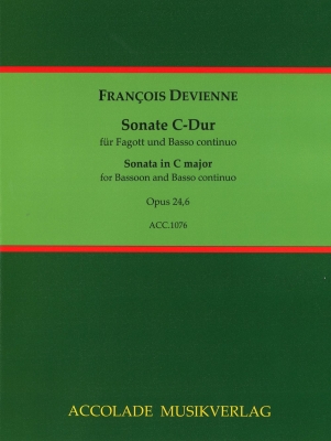 Accolade Musikverlag - Sonata in C Major, Op.24, No.6 - Devienne/Dahler - Bassoon/Basso Continuo - Book