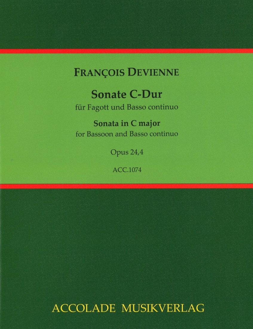 Sonata in G Major, Op.24, No.2 - Devienne/Dahler - Bassoon/Basso Continuo - Book