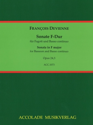 Accolade Musikverlag - Sonata In F Major, Op.24, No.3 - Devienne/Dahler - Bassoon/Basso Continuo - Book