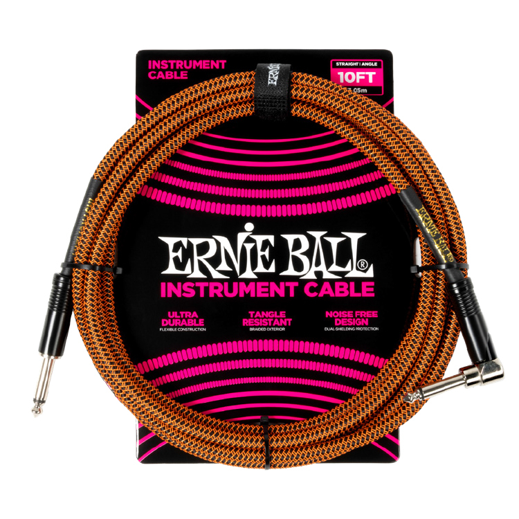 10\' Braided Instrument Cable, Straight/Angle - Pumpkin Pie