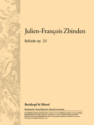 Breitkopf & Hartel - Ballad, Op.33  - Zbinden - Bassoon/Piano - Book