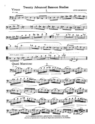 Twenty Advanced Bassoon Studies - Oromszegi - Bassoon - Book