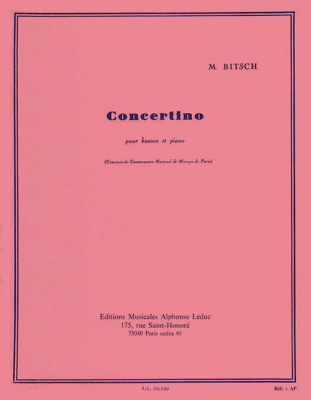 Alphonse Leduc - Concertino - Bitsch - Bassoon/Piano - Book
