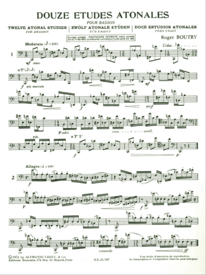 12 Etudes Atonales - Boutry - Bassoon - Book
