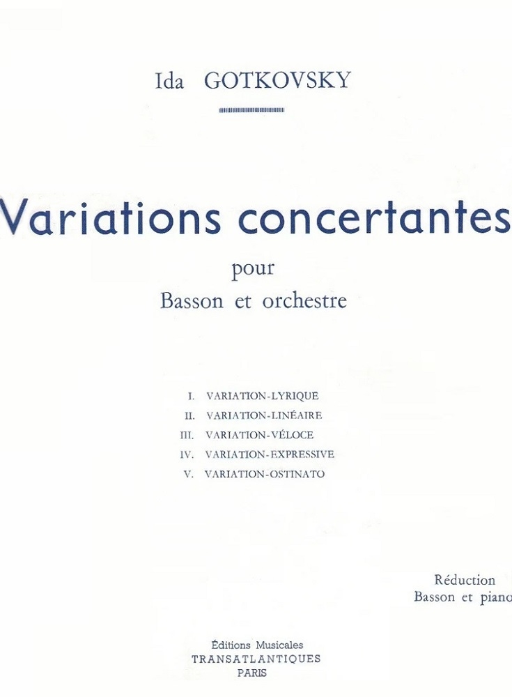 Variations Concertantes - Gotkovsky - Bassoon/Piano - Book