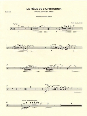 Le Reve de l\'Opritchnik - Lussier - Bassoon/Piano - Book