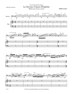 Le Dernier Chant d\'Ophelie - Lussier - Bassoon/Piano - Book
