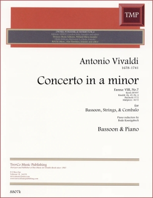 Trevco Music - Concerto in a minor, F8 #7, RV497 - Vivaldi/Cramer - Bassoon/Piano - Book