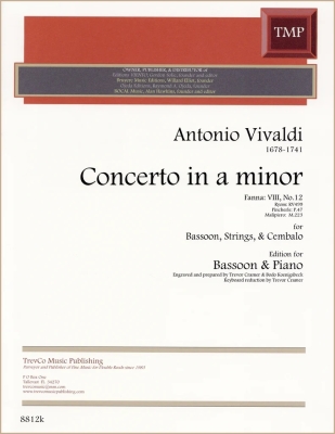 Trevco Music - Concerto in a minor, F8 #12, RV499 - Vivaldi/Cramer - Bassoon/Piano - Book