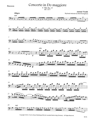 Concerto in C Major, F8 #13, RV477 - Vivaldi - Bassoon/Piano - Book