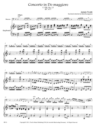 Concerto in C Major, F8 #13, RV477 - Vivaldi - Bassoon/Piano - Book