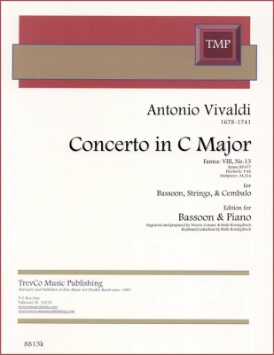Trevco Music - Concerto in C Major, F8 #13, RV477 - Vivaldi - Bassoon/Piano - Book