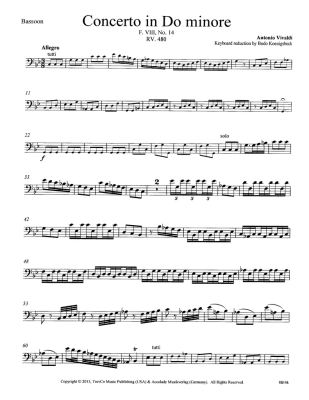 Concerto in c minor, F8, #14, RV480 - Vivaldi/Cramer - Bassoon/Piano - Book