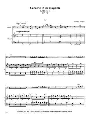 Concerto in C Major, F8, #17, RV472 - Vivaldi - Bassoon/Piano - Book